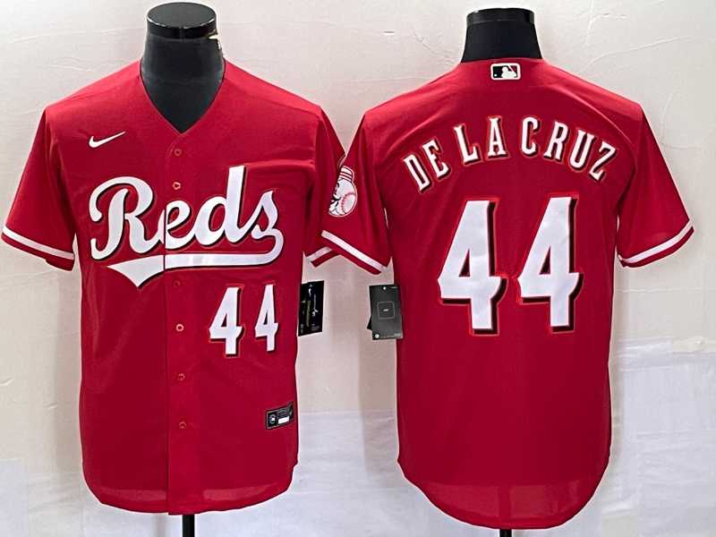 Mens Cincinnati Reds #44 Elly De La Cruz Number Red Cool Base Stitched Baseball Jersey 1->cincinnati reds->MLB Jersey